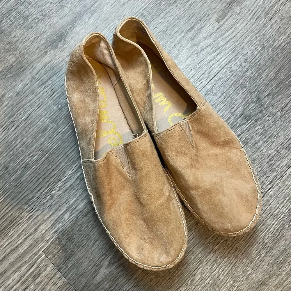 SAM EDELMAN Cherlene Tan Suede Platform Espadrille Slip Ons